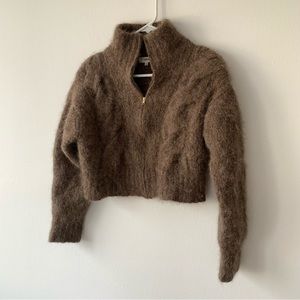 Ozma of California Finley Zip Up Jacket Cropped Baby Alpaca Mohair Fuzzy Jacket